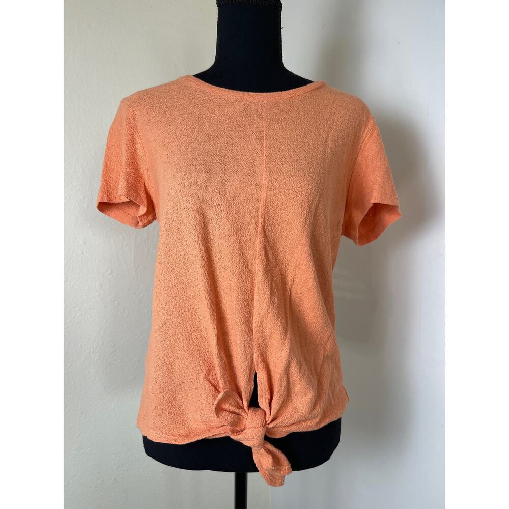 Madewell Women's Tie Bow Casual Beachy Boho Short Sleeve Cotton Top Coral S